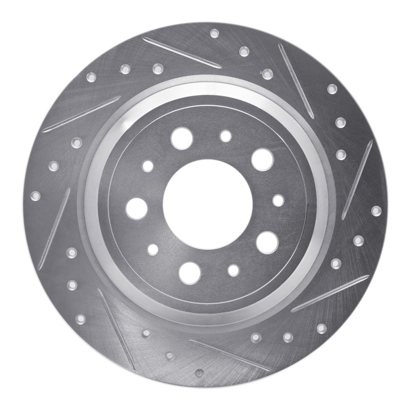 Volvo V70 Brake Rotor (1) - Rear Right - R1 Concepts - Drilled & Slotted - Silver - `99-`00